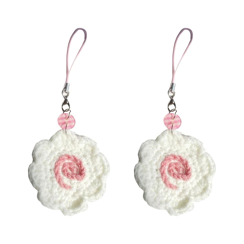 2pcs Handmade Fish Roll Keychain Japanese Style Crochet Yarn Phone Charm Bag Accessory Detailed Handmade Gift for Women