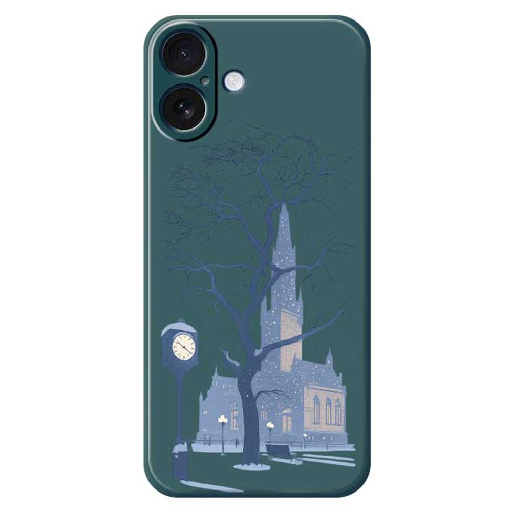 For iPhone 17 Case Street Outside The Castle Pattern Printing Straight Edge TPU Phone Back Cover