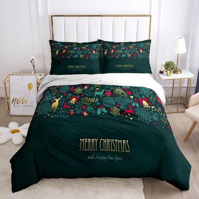 Merry Chirstmas Happy New Year Santa Bedding Set Boys Girls Twin Queen Size Duvet Cover Pillowcase Bed Kids Adult