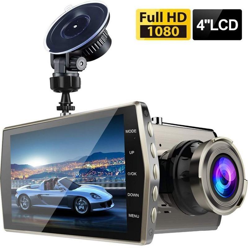 4.0 İnç 1080P Sürüş Kaydedici Full HD Gece Görüş Hareket Dedektörü Video Kamera Su Geçirmez Kamera Park Modu Çarpışma Algılama Özellikli Araba DVR'ı