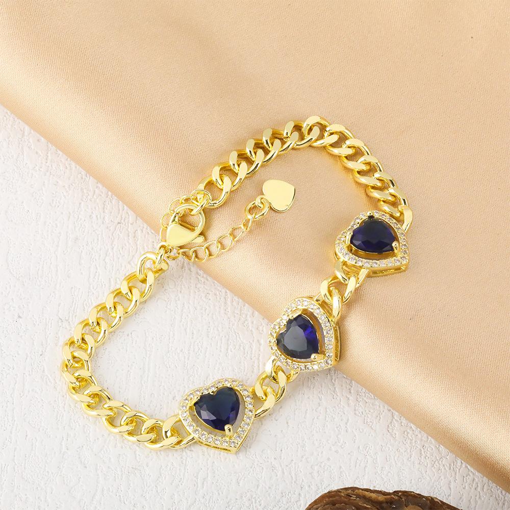 New Light Luxury Micro-inlaid Zircon Geometric Love Color Zircon Pendant Bracelet for Women