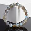 Natural Grey Labradorite Bracelets Flash Smooth Spectrolite Moonstone Round Elastic Beads Bracelet Genuine Natural Stone Jewelry