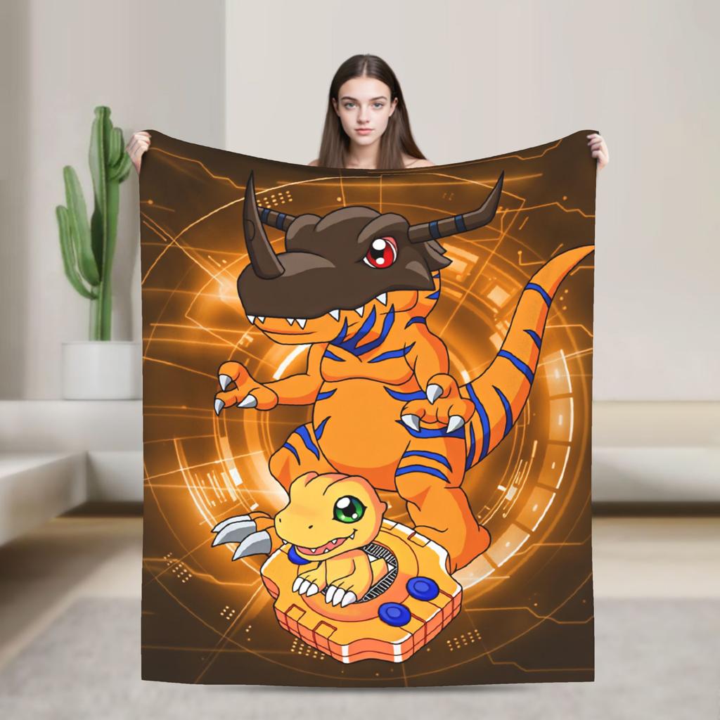 Digimon Plush Blanket Girls Boys Flannel Throw Blanket For Couch Chair Super Soft Quality Bedspread Gift