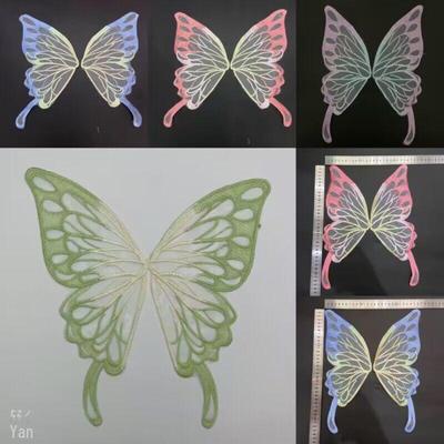 Schmetterlingsflügel mit Farbverlauf: DIY bestickte Spitze, wasserlöslicher Organza-Seidenschmetterling