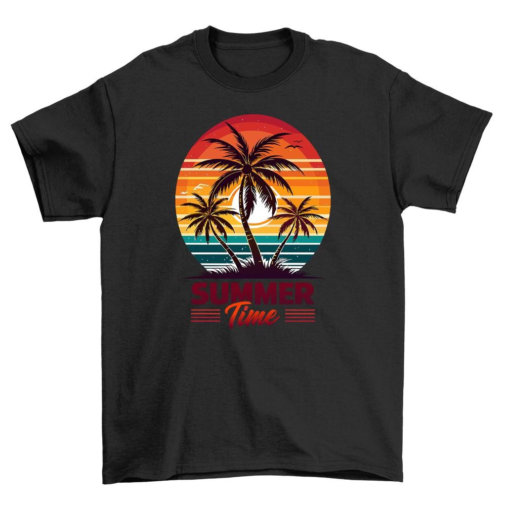 'Summer_32'' Sunset Palm Trees T-shirt - Funny Sun-kissed Cotton! Unisex Printed