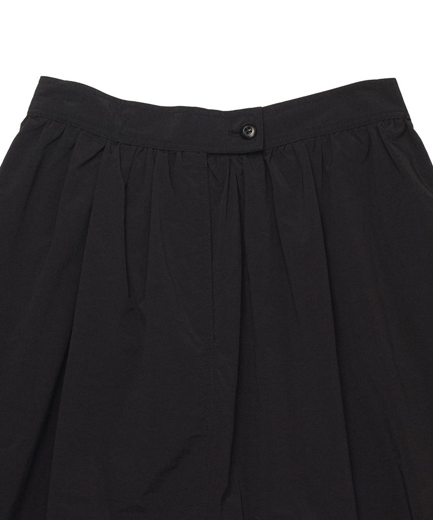 Cotton Bell Shirred Balloon Skirt - Black