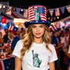 Lightweight Breathable Hat American Flag Top Hat, Uncle Costume for 4th of July, Independence Day Accessory Red White Blue Patriotic Party Decoration