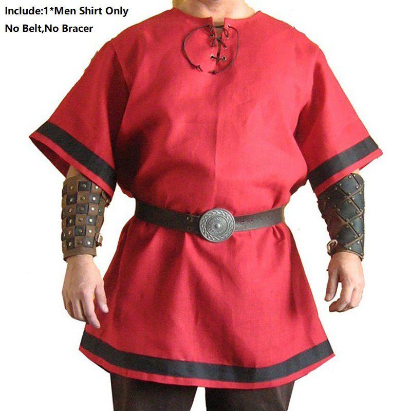 Medieval Norman Viking Costume Short Sleeve Tunic Top For Halloween Parties