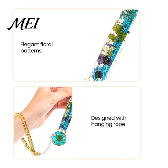 Langlebige Häkelnadel, florale Harznadel, durchsichtiger Griff mit getrockneten Blumen, Metallkopf mit Perlen-Handgelenkband für Arthritis-Betroffene, Anfänger