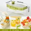 Portable Ice Cube Trays with Bin,Easy One-Click Release,Ice Freezer with Ice Scoop, Hidden Handle for Whiskey Drink Juice Tools