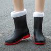 Women's Mid-Calf Rain Boots 2025 New Rubber Shoes Winter Rain Boots Cotton-Padded Warm-Keeping Waterproof Women's Non-Slip Shoes