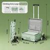 Foldable Shopping Cart with Lid Plastic Storage Box Utility Wagon with Adjustable Handle Rolling Wheel Basket for Outdoor Travel