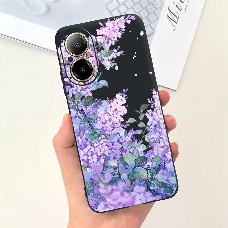 Hülle Für Oppo Realme C67 4G RMX389 Handyhüllen Schwarze Katze Mondnacht Weiches Silikon Stoßfeste Rückabdeckung Für RealmeC67 4G Funda