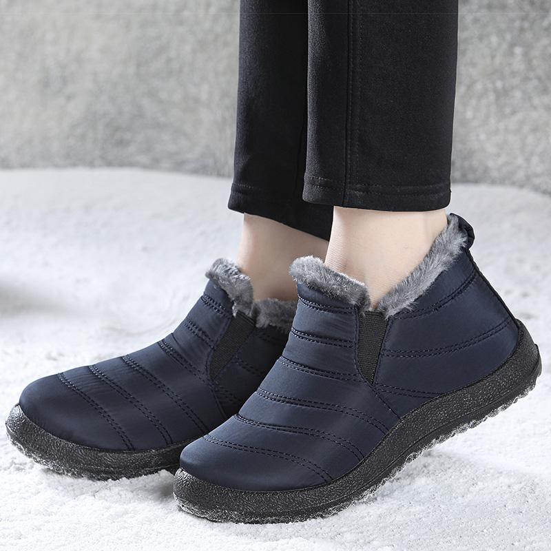 Damenstiefel Schwarz Slipper Damenschuhe Fell Damenschuhe Unisex Stiefeletten Wasserdicht Warmhalten Botas Mujer Winter Schneestiefel