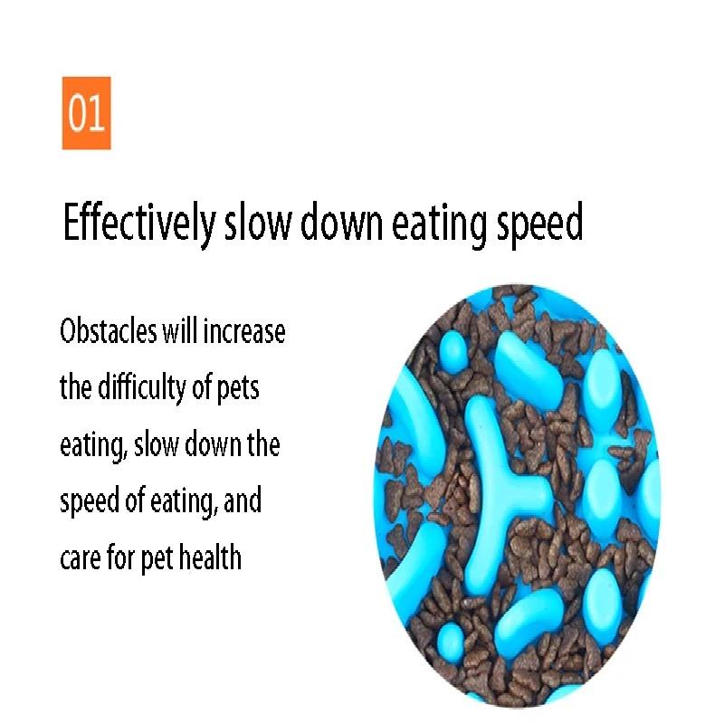 Evcil Hayvan Köpek Kabı Sağlıklı Yumuşak kauçuk Yavaş Gıda Besleyici Kaymaz Yutma Önleyici Boğaz Seyahat Kabı Kedi Köpek Maması Besleme Yavaş Besleyici