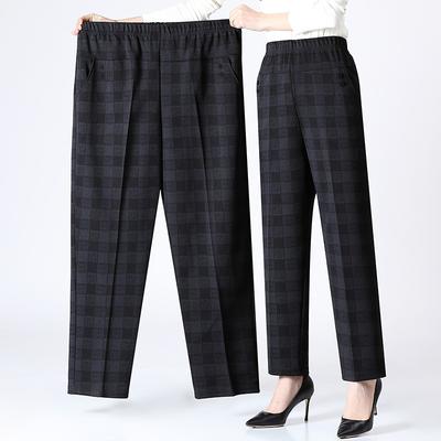 Pantaloni da Donna Primavera Autunno Elastici Vita Alta Gamba Dritta Pantaloni Mamma Inverno Caldi in Pile