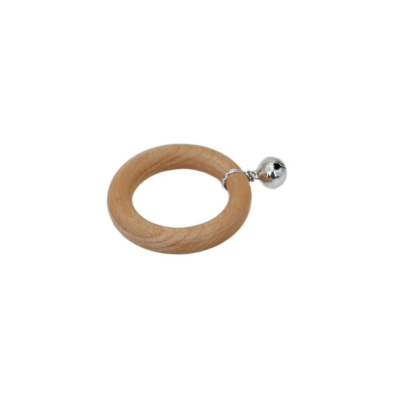Beech Handbell Infants Baby Toy Solid Wood Unpainted Wooden Ring Soothing Funny Exercise