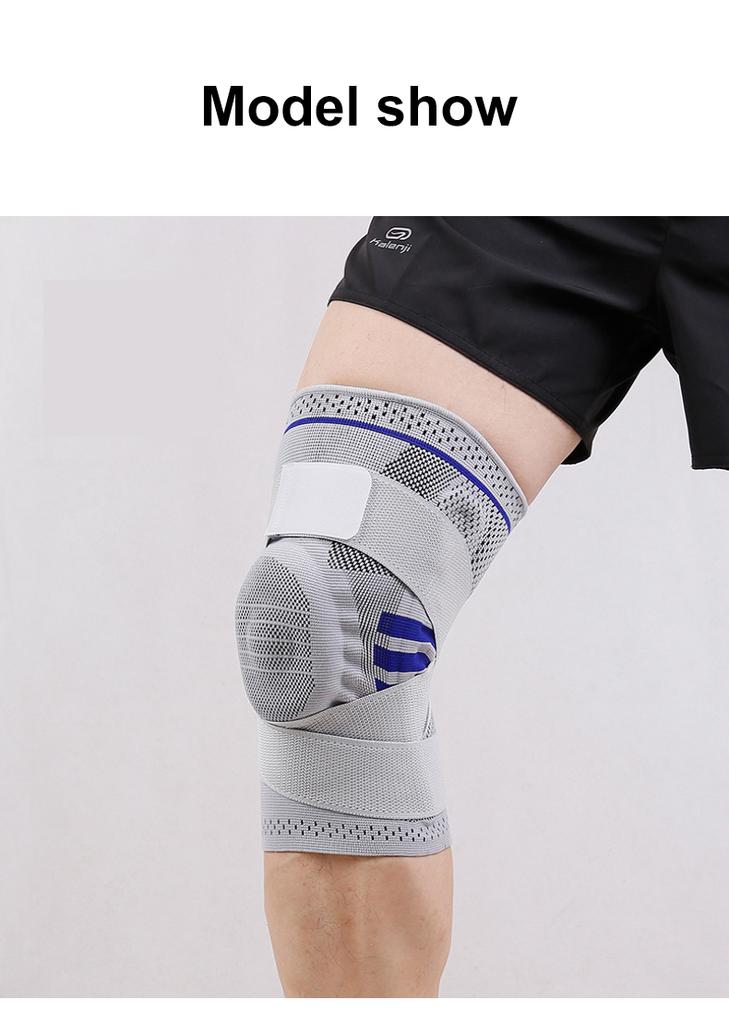 Adjustable Knee Brace with Silicone Pad Spring Stabilizers Breathable Compression Knee Support for Sports Running Basketball Gym