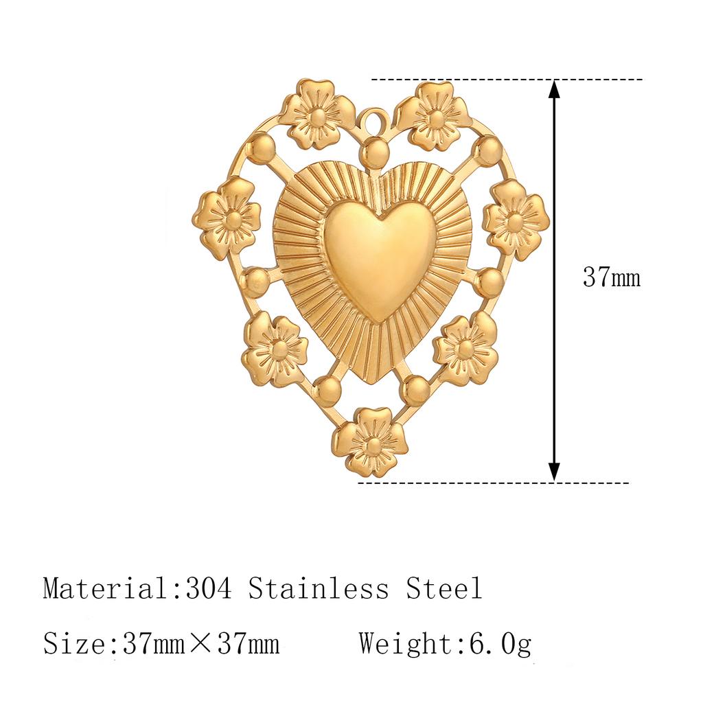 3Pcs Large Heart/Sun Face/Flower Charms Stainless Steel Rectangle Big Pendants for Jewelry Connector DIY Necklace Jewelry Making