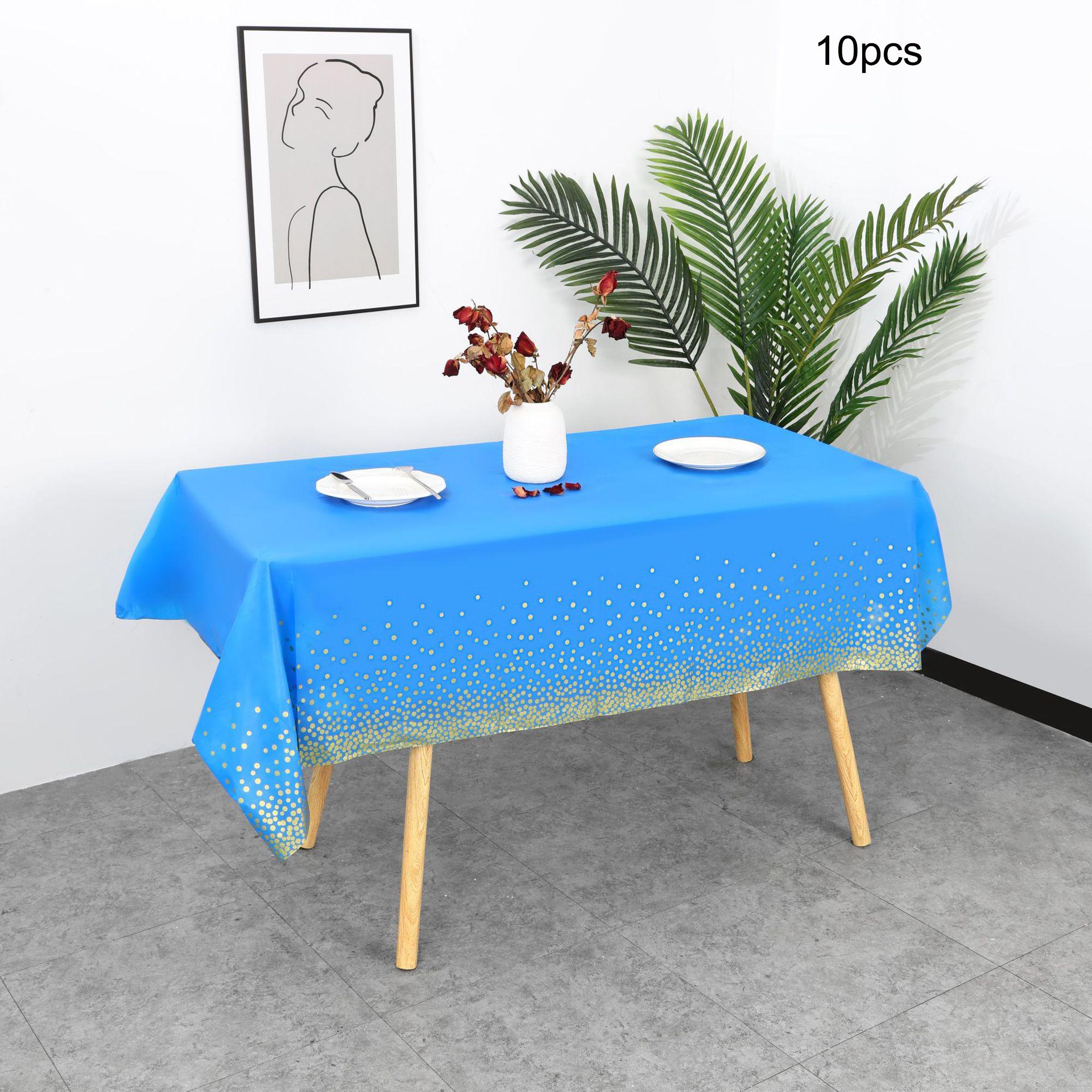 

Одноразовая скатерть 10шт вечерние PEVA пластиковая скатерть водонепроницаемая и маслостойкая синий/золотой