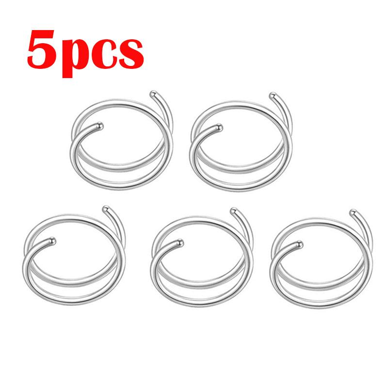 5/1pcs Stainless Steel Double Nose Hoop Ring Silver Color Spiral Nose Hoop Set for Women Men Nostril Piercing Jewelry