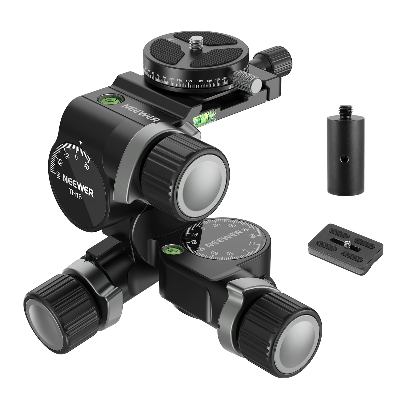 

Шарнірна головка для штатива NEEWER TH16 з панорамною QR-платкою, алюмінієвий сплав, велика, з подвійним режимом точного налаштування, з швидким кріпленням, максимальне навантаження 6 кг, 3-осьова