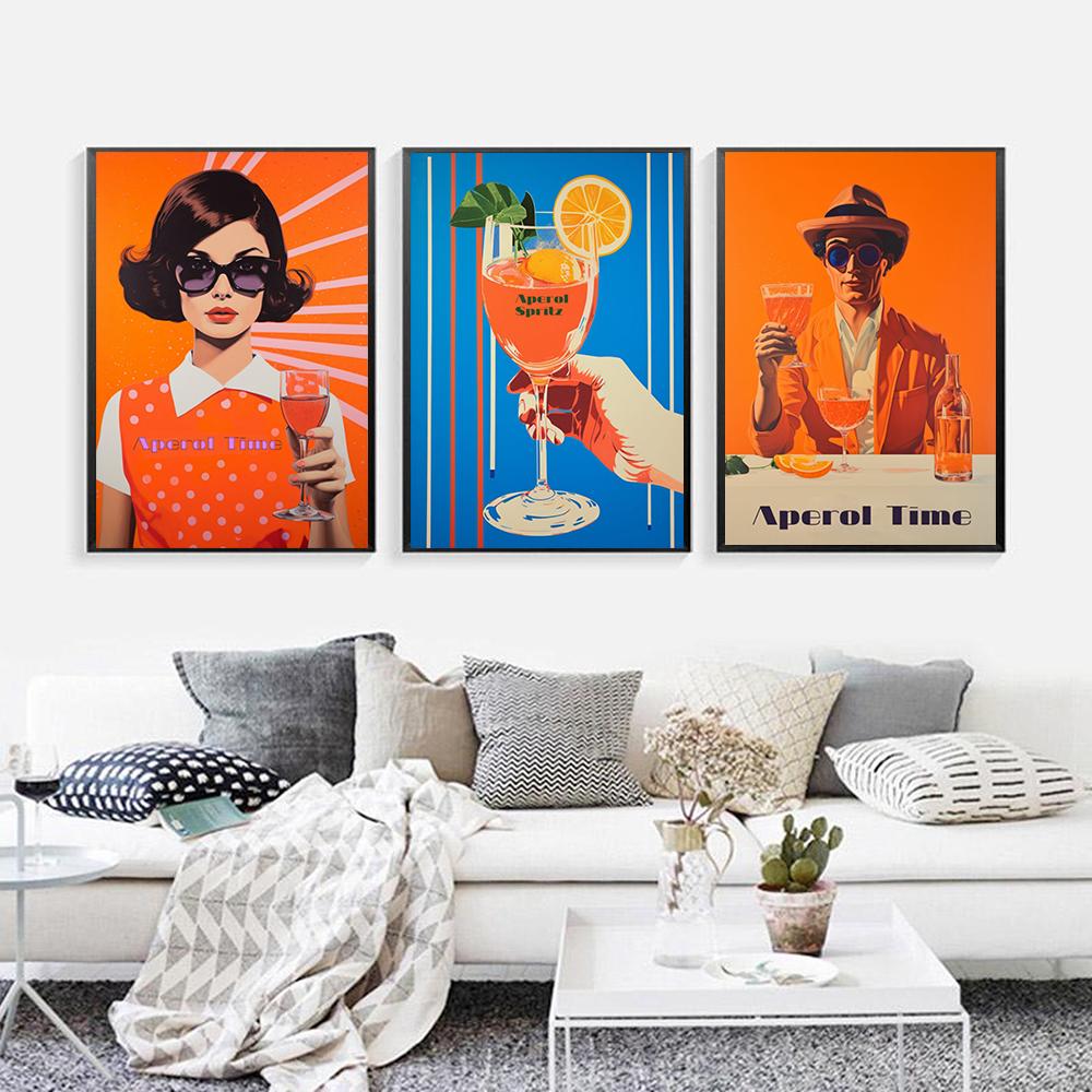 Vintage plakát Aperol Sprite Pop Art Print Inspirace Vintage Cart Kitchen Wall Art Painting Cocktail Image