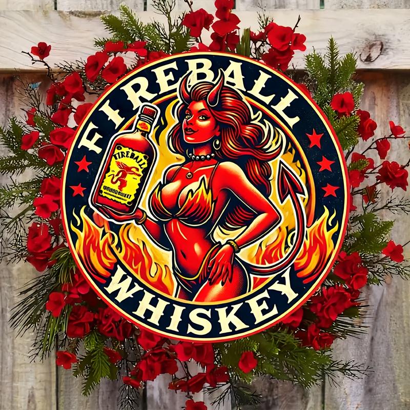 

Vintage Fireball Whiskey Round Aluminum Sign чистый