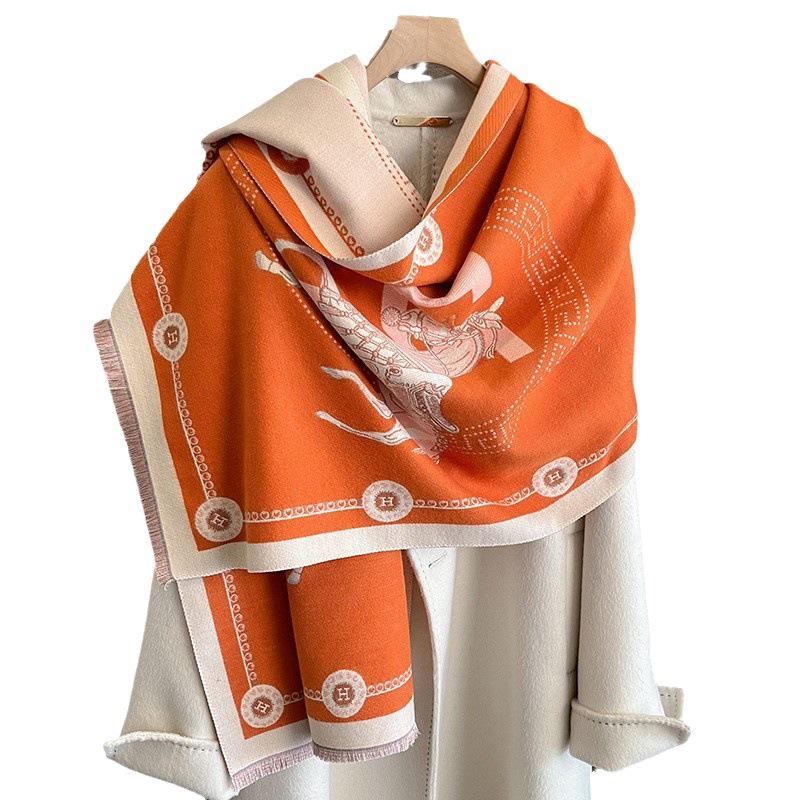 Women's Stylish Faux-Cashmere Scarf – Korean-Style Printed Warm Neck Warmer & Air-Conditioning Shawl