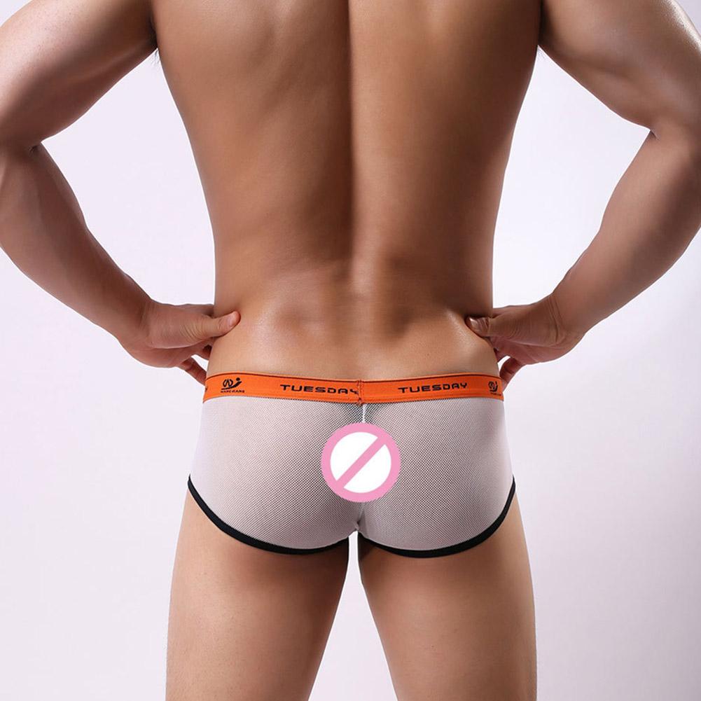 Men Underpants Convex Underwear Briefs Elastic Mesh Breathable Sexy Low Waist