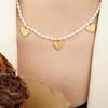 Retro Luxury Freshwater Pearl Necklace with Gold-Plated Titanium Steel Peach Heart Pendant