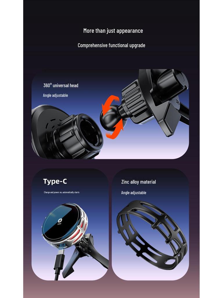 Universal 25W Magnetic Wireless Car Charger with Cooling & Heat Dissipation for Navigation and Phone Holder