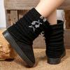 Fashion Japanese Style Bowknot Detor Women's Snow Boots Winter Slip On Platform Snow Boots Woman Chic Mix Color Warm Botas Ladies