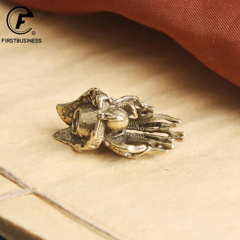 Antique Brass Pirate Figurine Desktop Decor Ornaments Toy Davy Jones Pendant DIY Accessories Gift