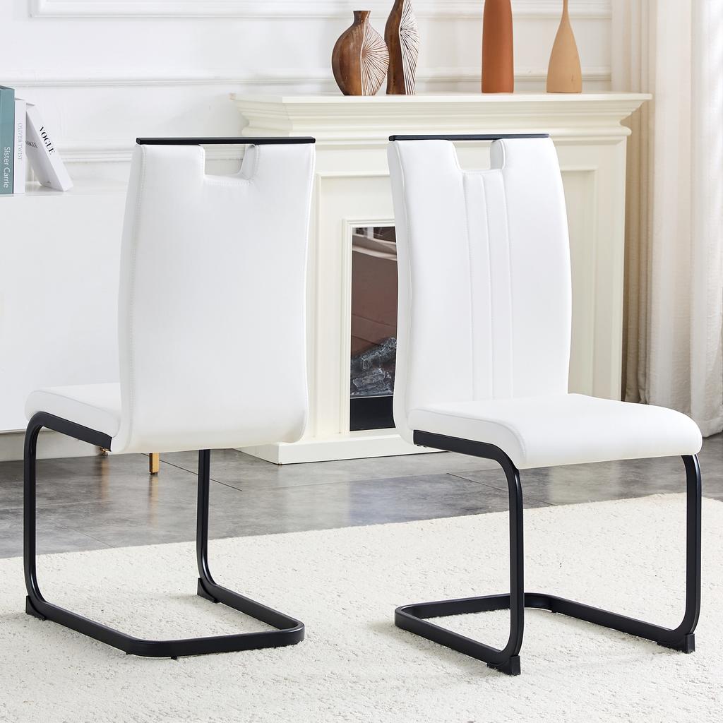 Set of 2 White PU Chairs in Arch Shape – Gives Minimalist and Contemporary Living Styles a Fashionable Touch