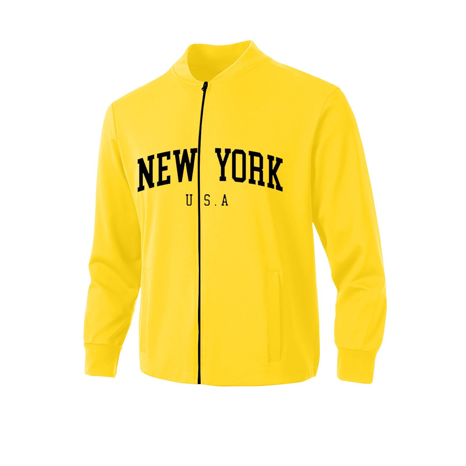 

Мужская однотонная куртка-бомбер с буквенным принтом, мужская весенне-осенняя повседневная трендовая куртка большого размера на молнии XXXXL жёлтый