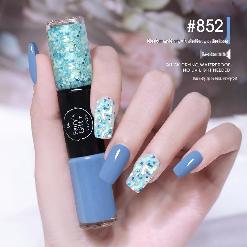 Dual-Color No-Bake Quick-Dry Waterproof Nail Polish - Long-Lasting & Non-Peeling for Autumn/Winter