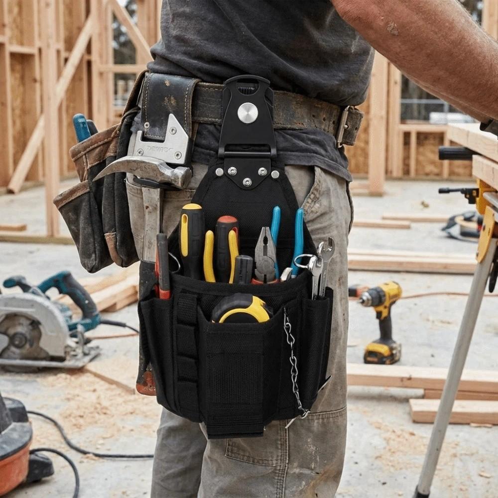 Solid Material Rotatable Quick Hang Hook Electrician Waist Belt Pouch Daily Repair Scenarios