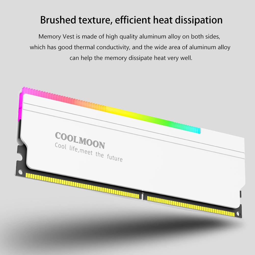 5V-3PIN ARGB DDR Memory RAM Cooler Aura Sync Memory Cooling Vest with Thermal Silicone Pad for Desktop Computer PC Memory