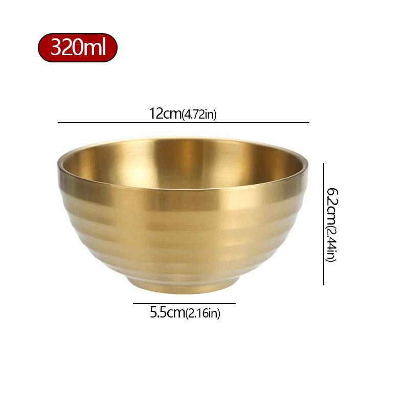 304 Stainless Steel Threaded Rice Bowl Dough Round Soup Double Layer Insulated Ramen Bowls Home Tableware Kitchen Accessories