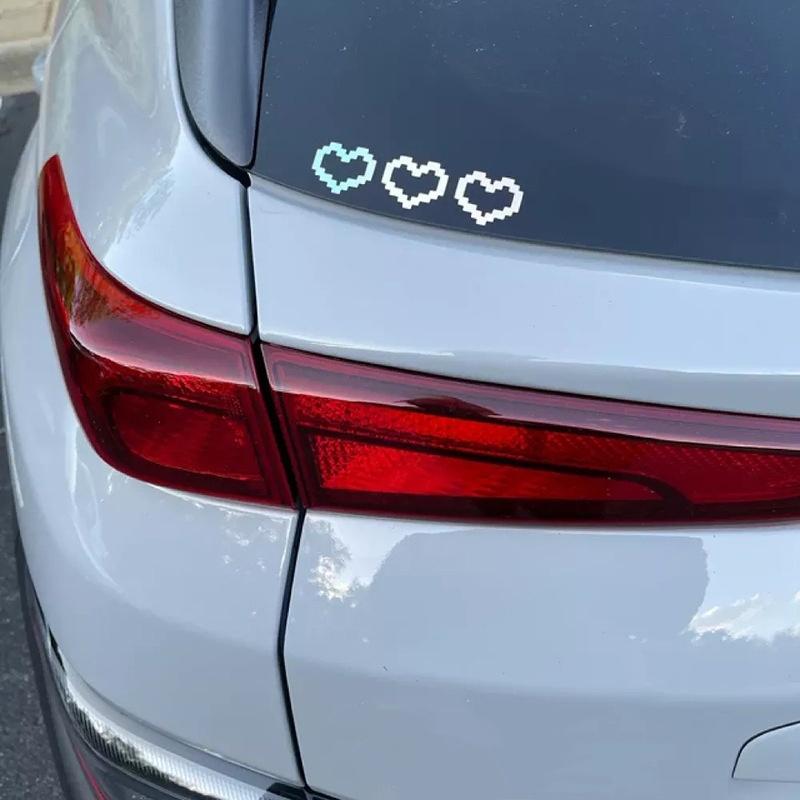 6Pcs Mosaic Heart-Shaped Pixel Heart-Shaped Car Window Decoration Waterproof Headlight And Taillight Decoration Stickers