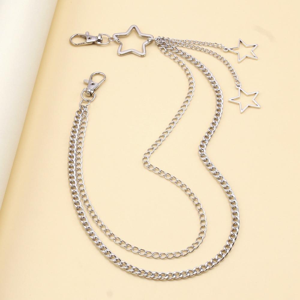 Punk Style Stainless Steel Hollow Star Pendant Trousers Chain for Women Men Personality Hip Hop Rock Body Waist Chain Jewelry
