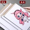 8K/A4 Verdicktes Skizzenbuch Student Kunst Malerei Zeichnung Papier Blätter Marker Buch NoteBook Wasser Farbe Schule Schreibwaren
