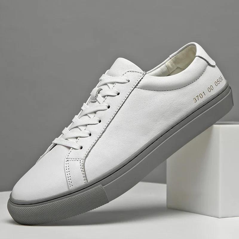 Italian Genuine Leather Men's Shoes 2024 Designer White Shoes Comfy Walking Shoes Lace-up Business Outdoor Zapatos Para Hombre