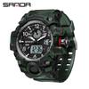 SANDA Women's Trendy LED Dual Display Waterproof Watch with Hourly Chime