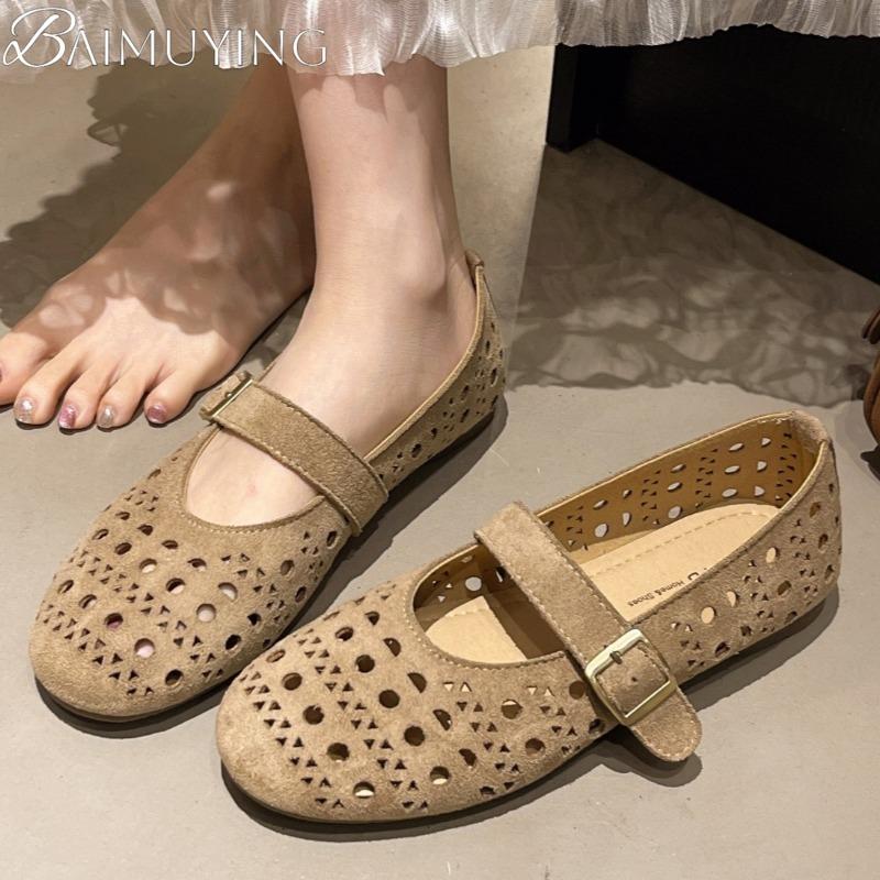 Fashion Hollow Loafers Women Casual Flat Sandals Marie Janes Shoes Woman 2025 Trend Dress Summer Comfort Soft Sole Breathable Zapatos