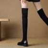 Krazing Pot Flock Autumn Winter Shoes Low Heels Size 43 Long Boots Slip On Stretch Over-the-knee Boots
