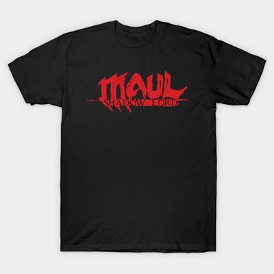 Men Black Print T-shirt Maul Shadow Lord No-Cut Transfer Paper Print Cotton Tshirt