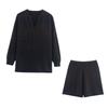 Za Autumn New Women Clothes 2025 Western Style Versitile Fashion Simple Curling Knitted Top Shorts Set