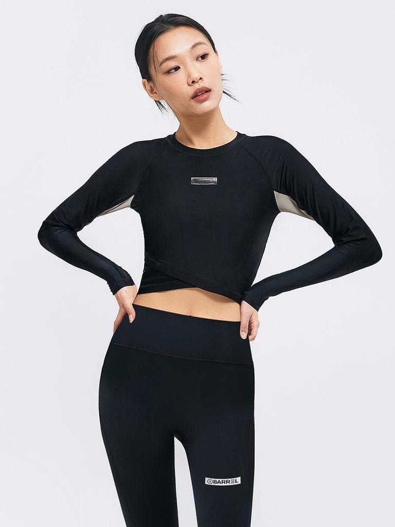 BARREL Women'S Premium Crop Rash Guard Black (B4Swwcr002Blk)